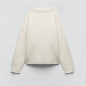 ZARA high neck wool blend neutral knit sweater women's size medium